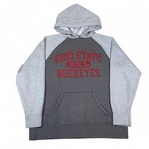 Varsity Ohio State Hoodie Men M Gray Cotton Blend Buckeyes Graphic Vintage Style